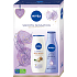 Nivea Smooth Sensation krémové telové mlieko 250 ml + sprchový gél s prírodným rastlinným olejom 250 ml, kozmetická sada pre ženy