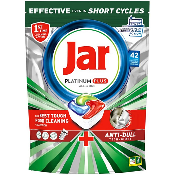 Jar Platinum Plus Machine Clean Action kapsule do umývačky riadu 42 kusov