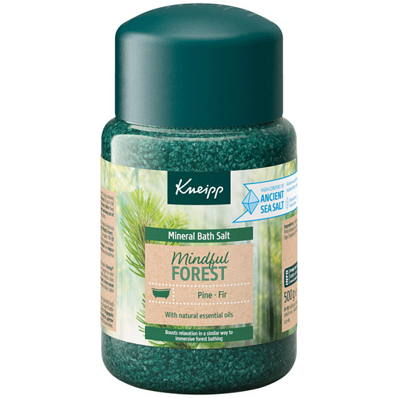 Kneipp Mindful Forest soľ do kúpeľa, upokojuje myseľ a uvoľňuje napäté svaly po náročnom dni 500 g