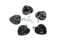 Obsidiánová vločka srdce prívesok prírodný kameň 20 mm, kameň spásy