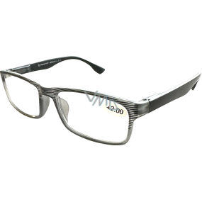 Berkeley Dioptrické okuliare na čítanie +2,0 plastové čierne, čierne pruhy 1 kus MC2248