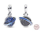 Charm Striebro 925 Planéta Saturn - Mini medailón, prívesok na náramok vesmír