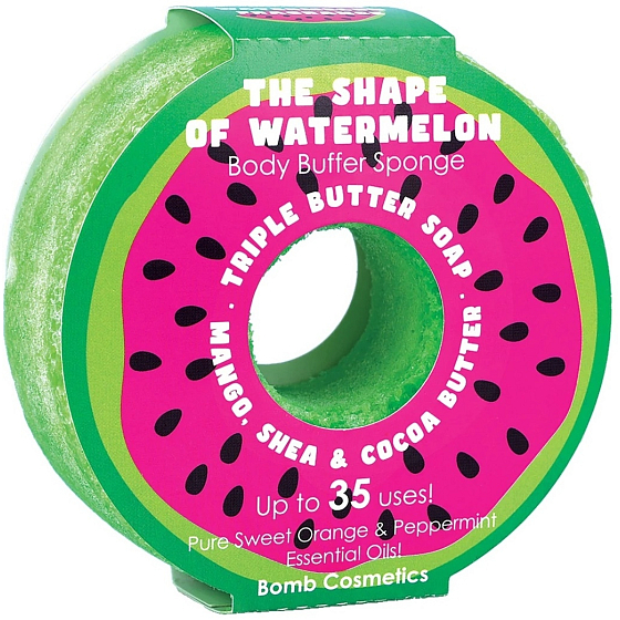 Bomb Cosmetics The Shape of Watermelon Donut prírodná sprchová masážna hubka do kúpeľa s vôňou 165 g
