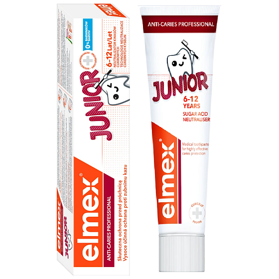 Elmex Junior Anti Caries Professional zubní pasta pro děti 6–12 let 75 ml pro ochranu proti zubnímu kazu