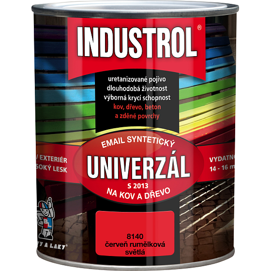 Industrol S2013 univerzál lesk vrchná farba na kov a drevo, 8140 svetlá červeň rumelka, 600 ml