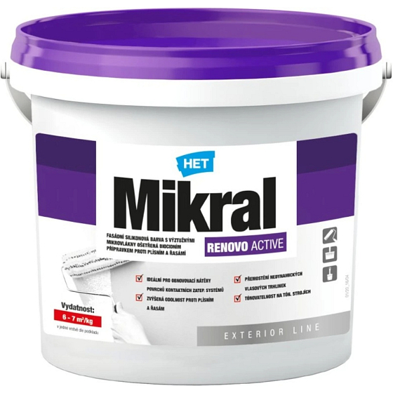 Het Mikral Renovo Active silikonová fasádna farba, biela 3 kg