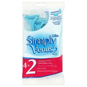 Gillette Venus 2 Simply jednorazové holítka so zvlhčujúcim pásikom 4 + 2 kusy pre ženy