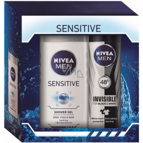 Nivea Men Sensitive antiperspirant sprej 150 ml + Sensitive sprchový gél 250 ml kozmetická sada