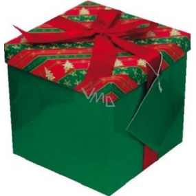 Anjel Darčeková krabička skladacia s mašľou vianočné červenozelené s vínovou mašľou 1372 M 15 x 15 x 15 cm 1 kus