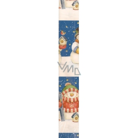 Nekupto Darčekový baliaci papier 70 x 200 cm Vianočný Modrý snehuliak s vtáčou búdkou