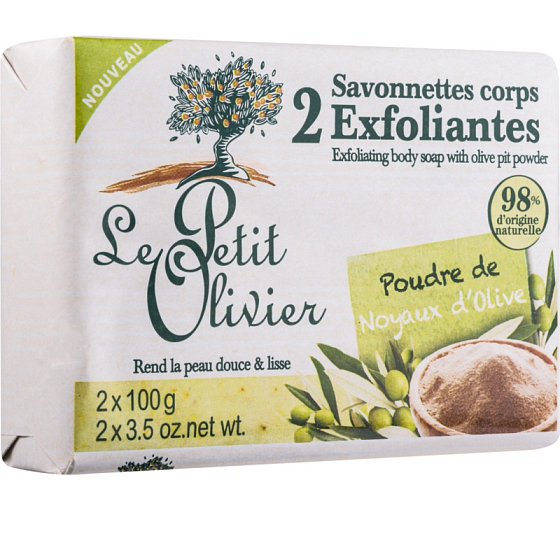 Le Petit Olivier Olivový olej peelingové toaletné mydlo 2 x 100 g