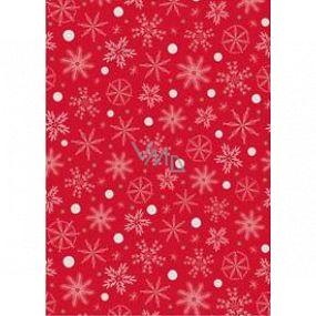 Ditipo Darčekový baliaci papier 70 x 200 cm Vianočné červený bielo-zlatej vločky
