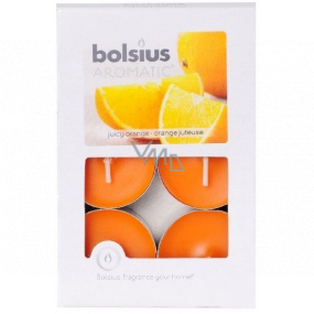Bolsius Aromatic Juicy Orange - šťavnatý pomaranč vonné čajové sviečky 6 kusov, doba horenia 4 hodiny