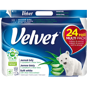 Velvet Aloe Vera Soft White toaletný papier 3 vrstvy 24 ks