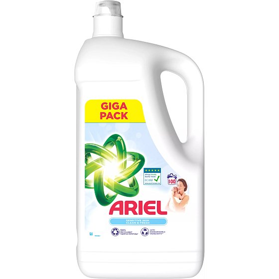 Ariel Sensitive Skin tekutý prací gél na jemnú a detskú bielizeň 100 dávok 5 l