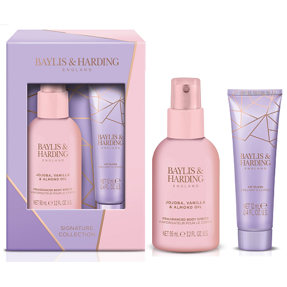 Baylis & Harding Jojoba a vanilka telový sprej 95 ml + balzam na pery 12 ml, kozmetická sada pre ženy