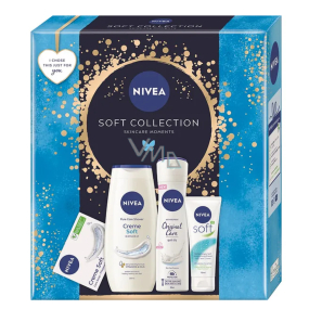 Nivea Soft Collection Soft krém v tube 75 ml + Nivea Creme Soft sprchový gél 250 ml + Nivea Original Care antiperspirant sprej 150 ml + Nivea Creme Soft krémové toaletné mydlo 100 ml, kozmetická sada
