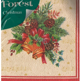 Forest Papierové obrúsky 1 vrstvové 33 x 33 cm 20 kusov Vianočný Zvončeky s mašľou
