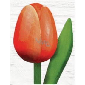 Bohemia Gifts Drevený tulipán oranžovo-biely 20 cm