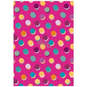 Ditipo Darčekový baliaci papier 70 x 200 cm Ružový, farebná kolieska
