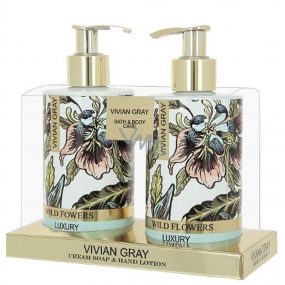 Vivian Gray Wild Flowers luxusné tekuté mydlo 250 ml + mlieko na ruky 250 ml, kozmetická sada