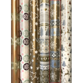 Zowie Darčekový baliaci papier 70 x 150 cm Vianočný zlato strieborné pruhy