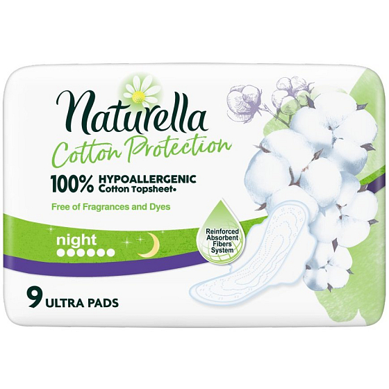 Naturella Cotton Protection Ultra Night hygienické vložky s krídelkami 9 kusov