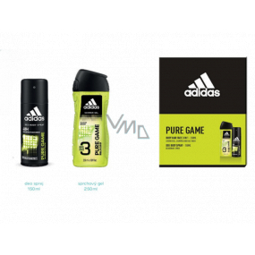 Adidas Pure Game dezodorant sprej pre mužov 150 ml + 3v1 sprchový gél na telo, tvár a vlasy 250 ml, kozmetická sada