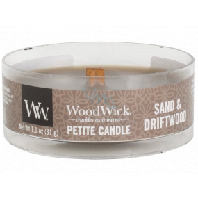 Woodwick Sand & Driftwood - Piesok a naplavené drevo vonná sviečka s dreveným knôtom petite 31 g