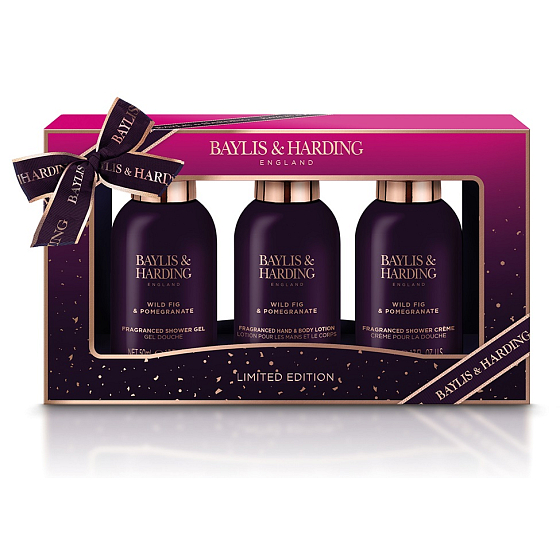 Baylis & Harding Sprchový gél Fig and Pomegranate 100 ml + sprchový krém 100 ml + mlieko na ruky a telo 100 ml, kozmetická sada pre deti