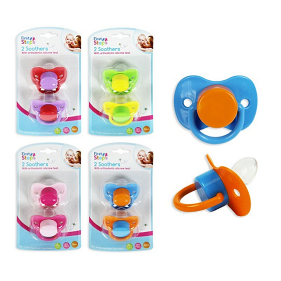 First Steps Bpa Free Ortodontické silikónové cumlík v tvare mašličky zeleno-žlté 2 kusy