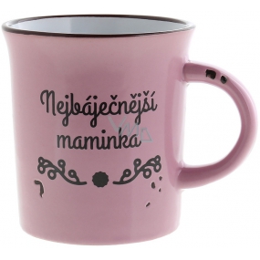 Albi Plecháček keramický hrnček s nápisom najbáječnejšie mamička, ružový 320 ml