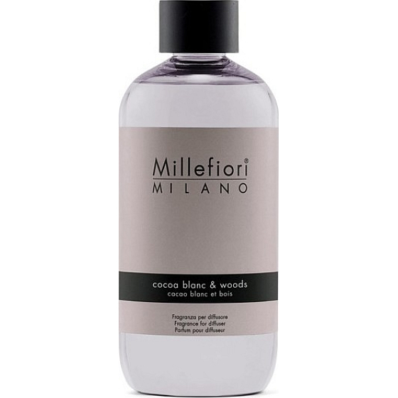 Millefiori Milano Natural Cocoa Blanc & Woods - Biele kakao a drevá Náplň difuzéra pre vonné steblá 250 ml