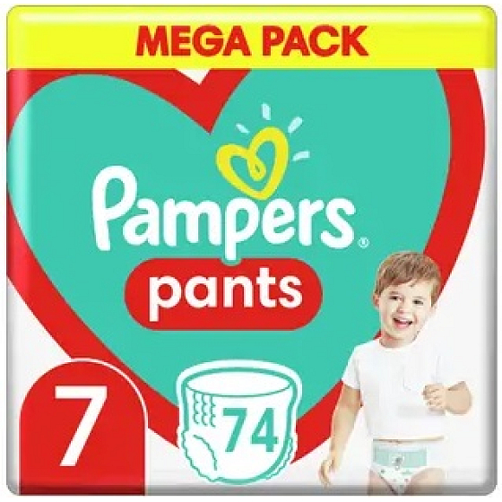 Pampers Pants veľkosť 7, 17+ kg plienkové nohavičky 74 kusov