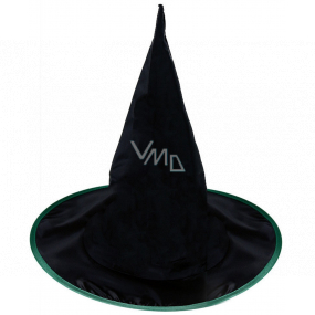 Rappa Halloween Klobúk Čarodejnica čierny so zeleným lemovaním pre deti 33 cm