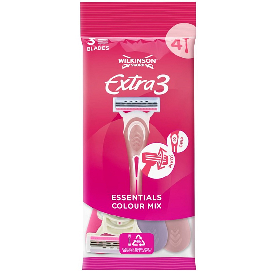 Wilkinson Lady Extra 3 Beauty Essentials jednorazový holiaci strojček 3 čepele 4 kusy