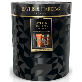 Baylis & Harding Men Sprchový gél s čiernym korením a ženšenom 300 ml + balzam po holení 200 ml + umývací gél na telo a vlasy 300 ml + uterák na tvár, kozmetická súprava pre mužov