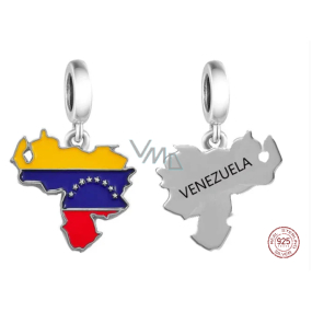 Charm Striebro 925 Venezuela vlajka - hojdajúca sa mapa, prívesok na náramok cestovanie