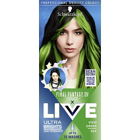 Schwarzkopf Live Ultra Brights semi-permanentná farba na vlasy 024 Žiarivá zelená 50ml