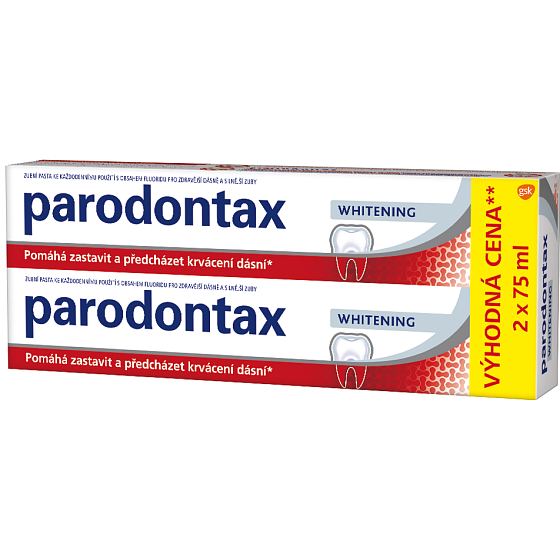 Parodontax Whitening proti krvácaniu ďasien zubná pasta s bieliacim účinkom 2 x 75 ml, duopack