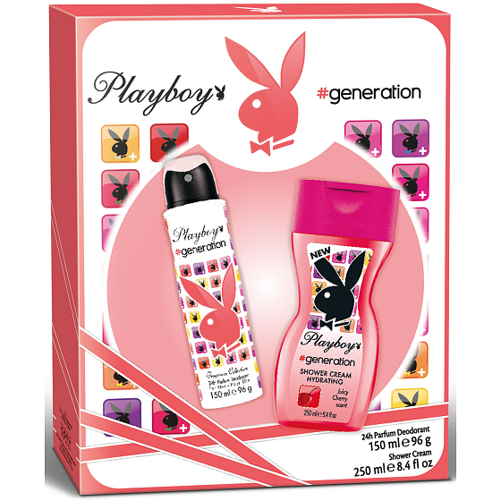Playboy Generation for Her dezodorant sprej pre ženy 150 ml + sprchový gél 250 ml, darčeková sada