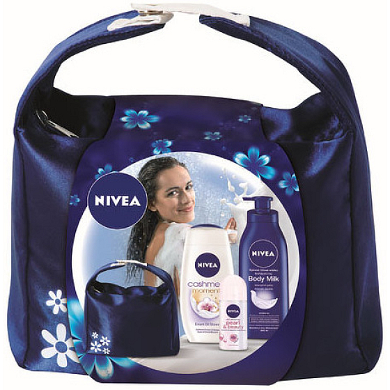 Nivea Milk sprchový gél 250 ml + antiperspirant roll-on 50 ml + telové mlieko 400 ml + taška, kozmetická súprava pre ženy
