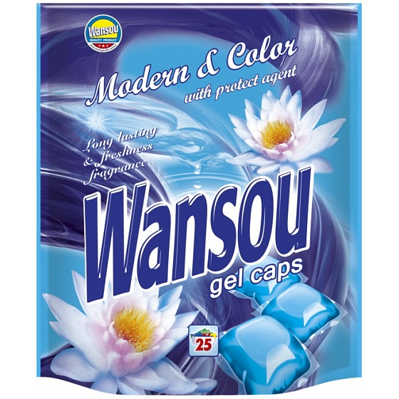 Wansou Modern & Color koncentrované gélové prác kapsule na farebnú bielizeň 25 kusov
