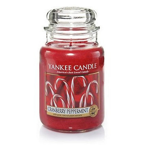 Yankee Candle Cranberry Pepermint Cool - brusnicový mätová sladkosť vonná sviečka Classic veľká sklo 623 g