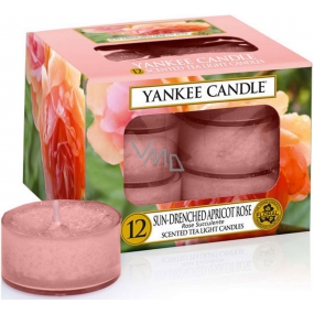 Yankee Candle Sun Drenched Apricot Rose - Vyšisovaná marhuľová ruža vonná čajová sviečka 12 x 9,8 g