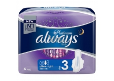 Always Platinum Ultra Night hygienické vložky s krídelkami 6 kusov