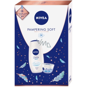 Nivea Pampering Soft Creme sprchový gél pre ženy 250 ml + Care výživný krém 100 ml, kozmetická sada