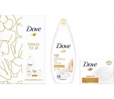 Dove Beauty For All Nourishing Silk sprchový gél 250 ml + Cream Oil Moroccan Argan Oil toaletné mydlo 100 g, kozmetická sada