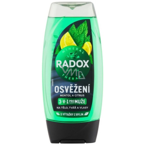 Radox Men 3v1 Osviežujúci mentolový a citrusový sprchový gél pre mužov 225 ml