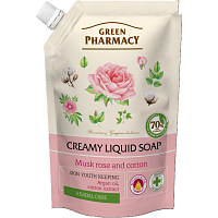 Green Pharmacy Pižmová ruža a bavlna tekuté mydlo náhradná náplň 460 ml